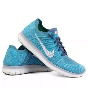 Nike Free Run Flyknit Sneakers In Ocean Fog 8.5